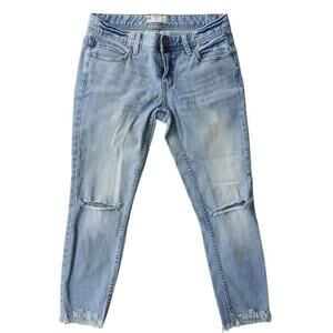 Free People Women's Light Blue Distressed Jeans Waist - 27